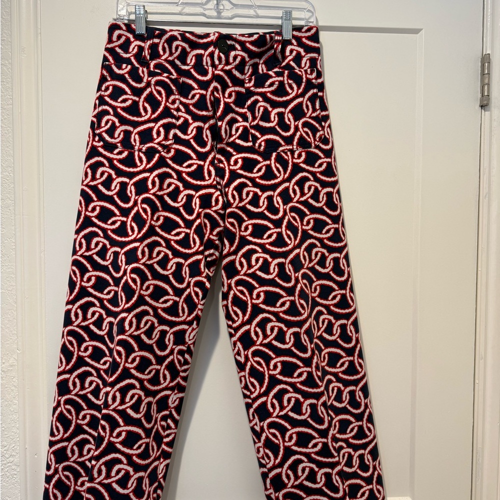 Anthropologie The Collette: Red and Blue Patterned Pants